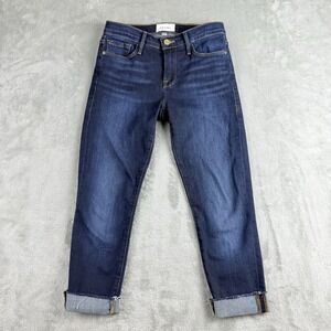 Frame Jeans Womens 25 Wellington Blue Denim Le Skinny De Jeanne Cropped Raw Hem